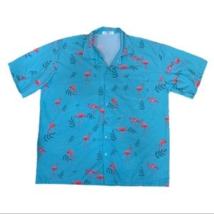 Men’s 2XL Turquoise And Pink Flamingo Hawaiian Shirt.  With Front Pocket.